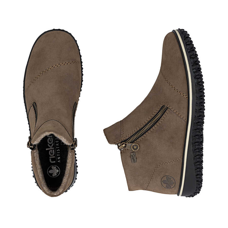 botas marrones con cremallera para mujer rieker z4265-24