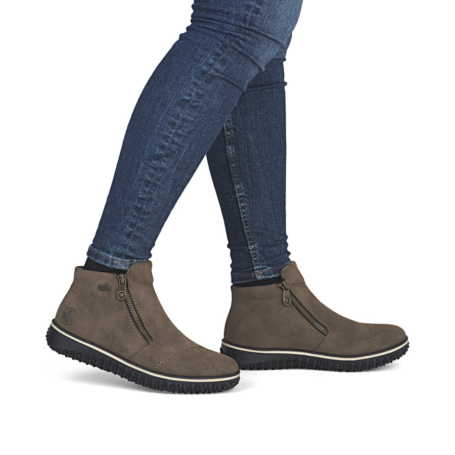botas marrones con cremallera para mujer rieker z4265-24