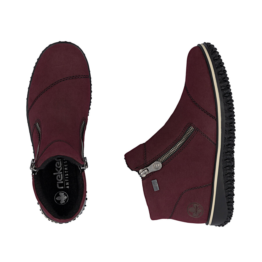botas rojas con cremallera para mujer rieker z4265-35