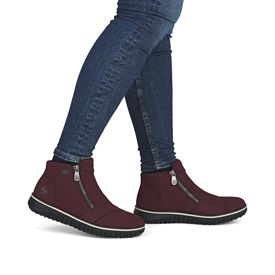 botas rojas con cremallera para mujer rieker z4265-35