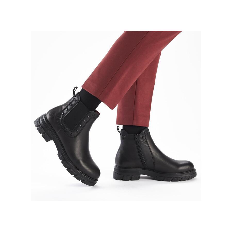 botas negras con cremallera para mujer rieker z9154-00