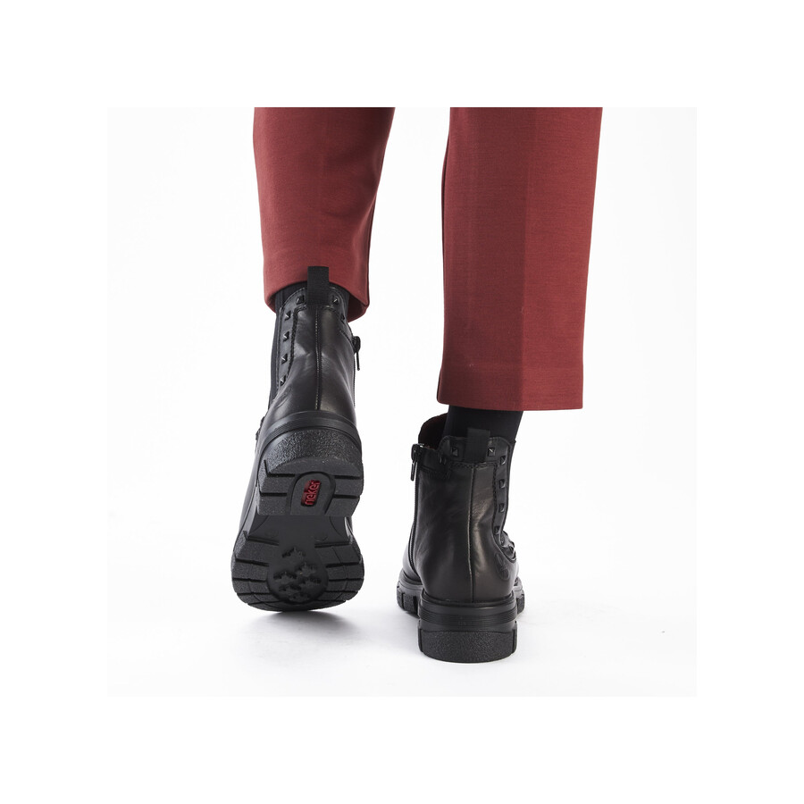 botas negras con cremallera para mujer rieker z9154-00