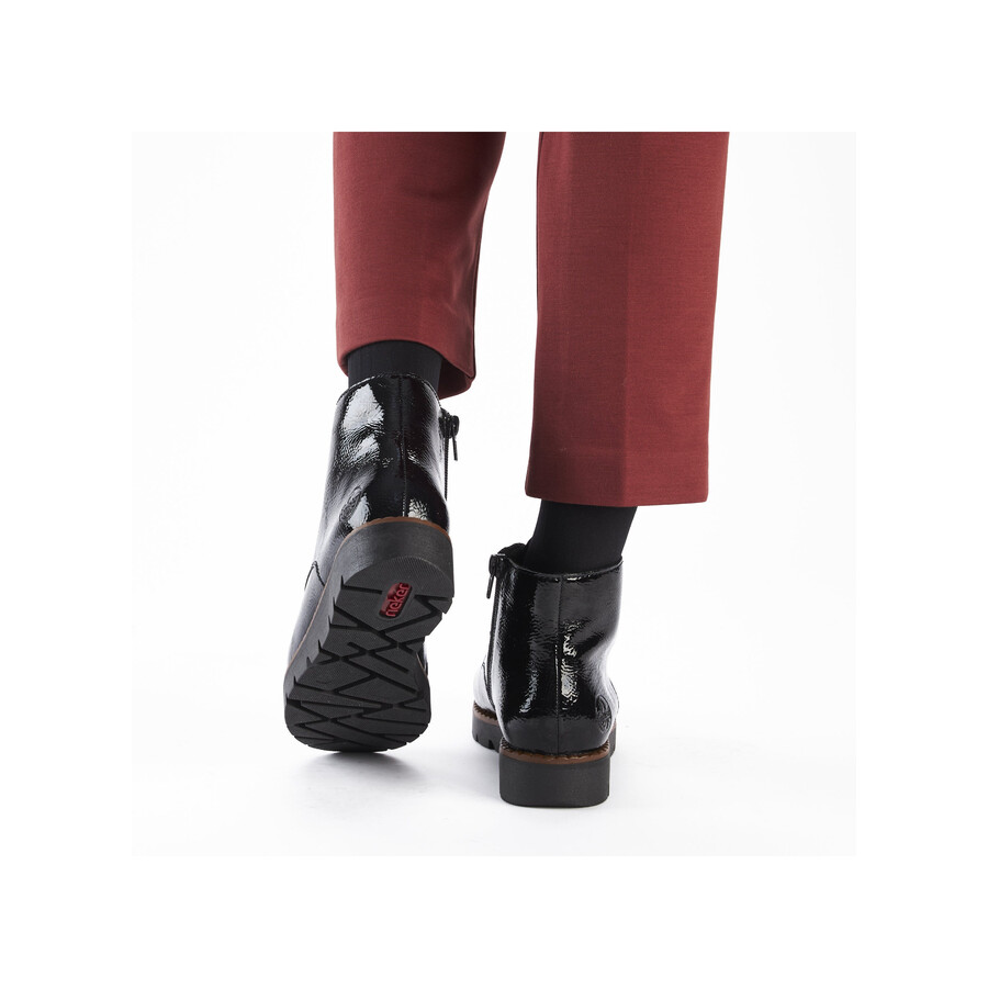 botas negras con cremallera para mujer rieker 44902-00