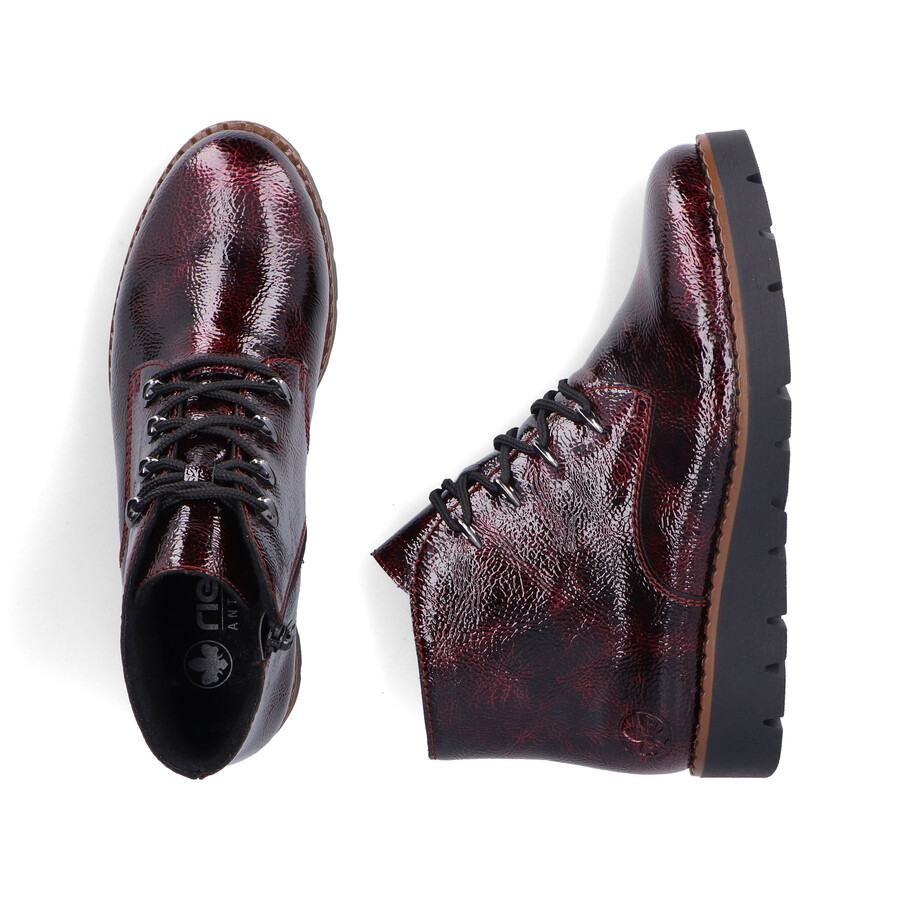 botas rojas con cremallera para mujer rieker 44902-35