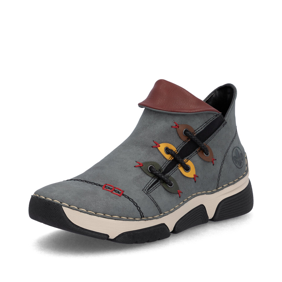 botas azules con cremallera para mujer rieker 45983-14