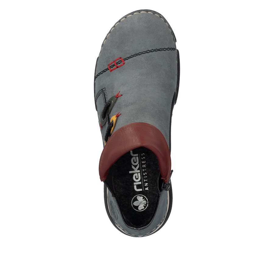 botas azules con cremallera para mujer rieker 45983-14