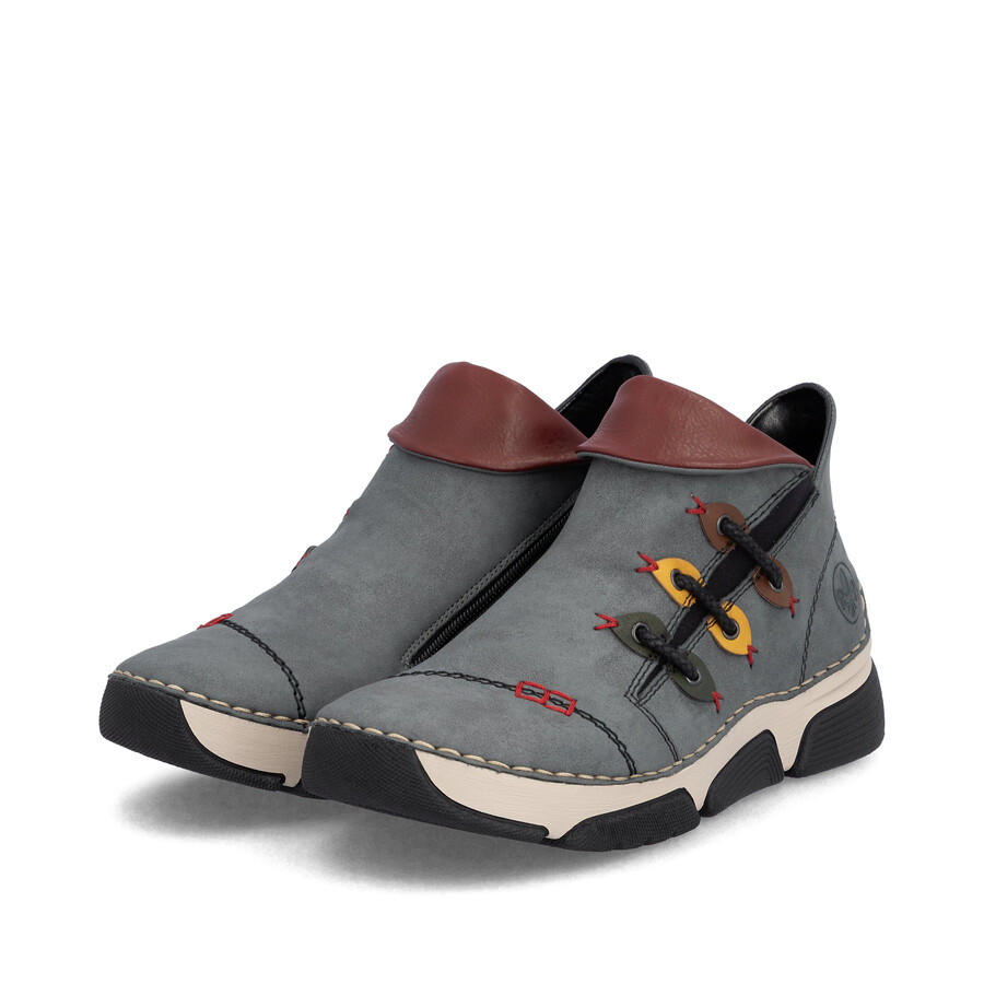 botas azules con cremallera para mujer rieker 45983-14