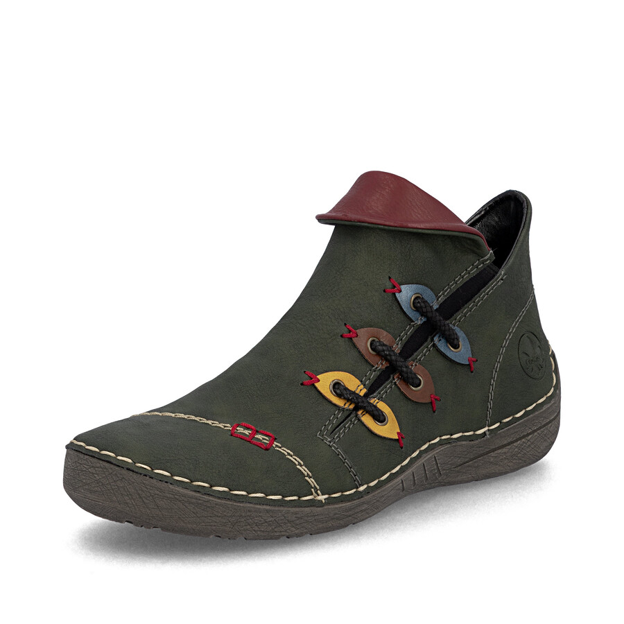 botas verdes con cremallera para mujer rieker 72581-54
