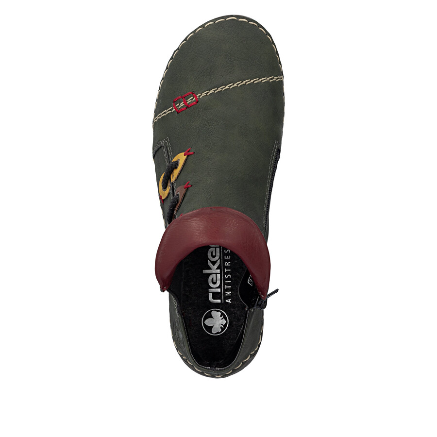 botas verdes con cremallera para mujer rieker 72581-54