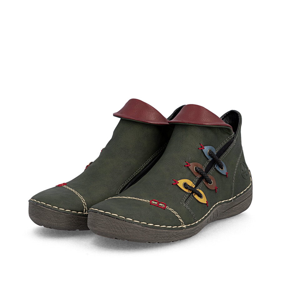 botas verdes con cremallera para mujer rieker 72581-54