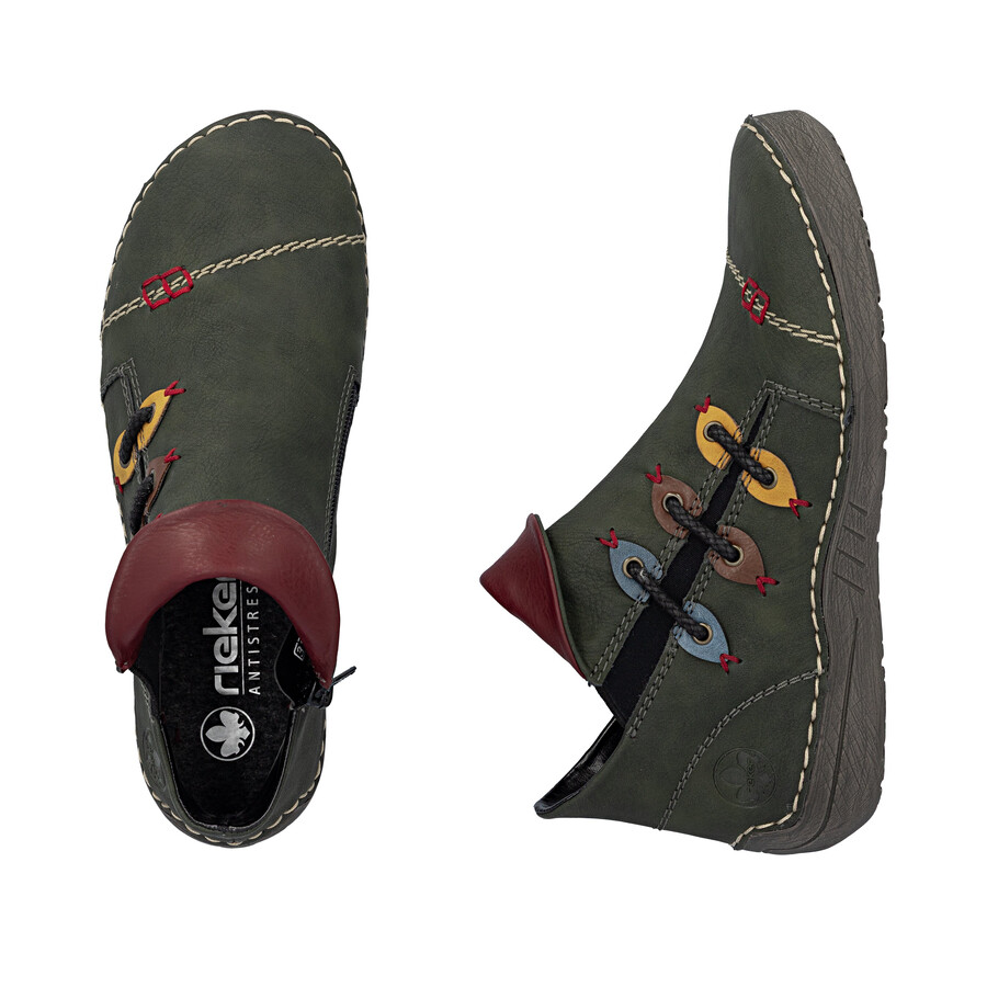 botas verdes con cremallera para mujer rieker 72581-54