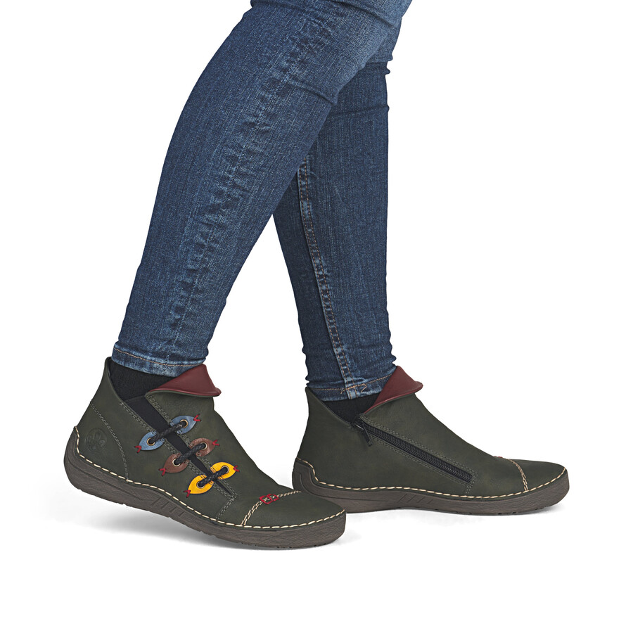 botas verdes con cremallera para mujer rieker 72581-54