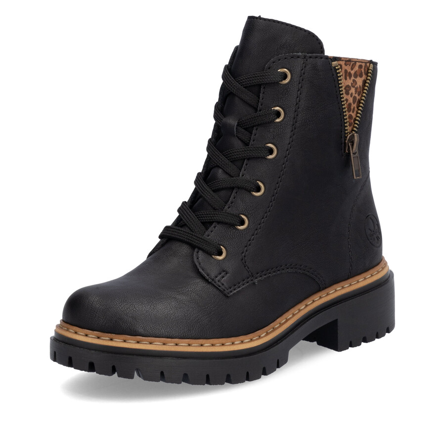 botas negras con cremallera para mujer rieker 72617-00