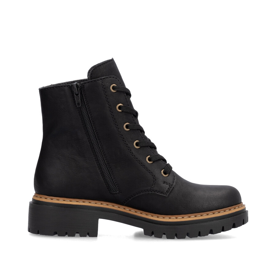 botas negras con cremallera para mujer rieker 72617-00