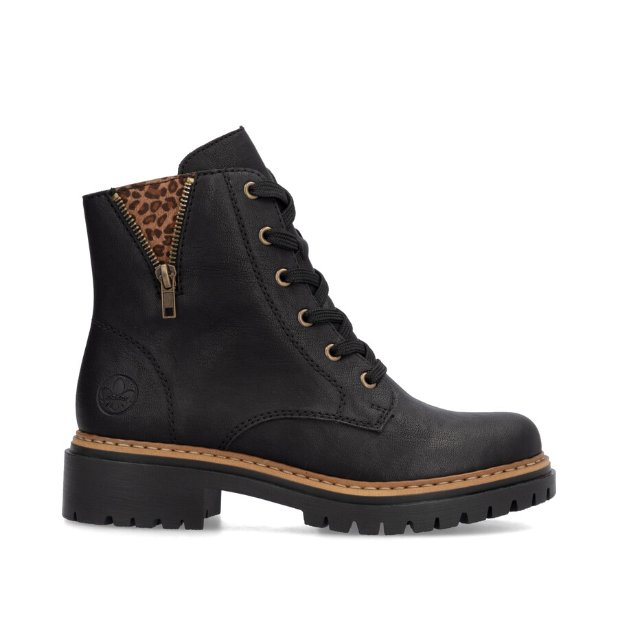botas negras con cremallera para mujer rieker 72617-00