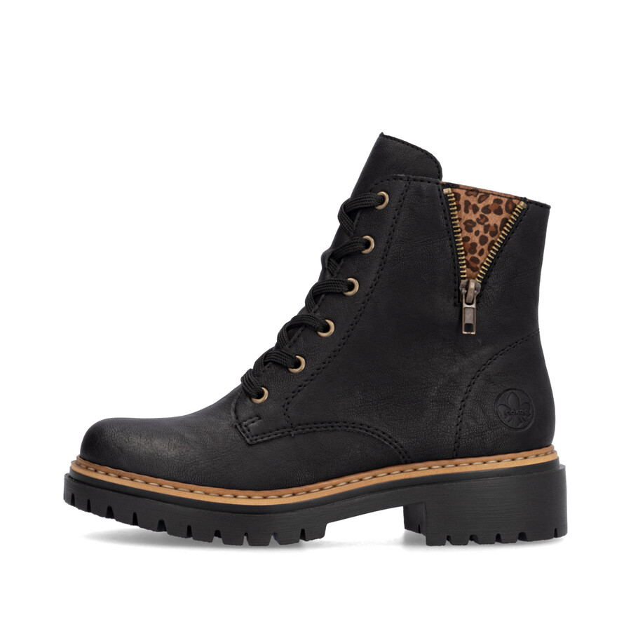 botas negras con cremallera para mujer rieker 72617-00