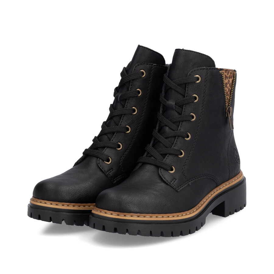 botas negras con cremallera para mujer rieker 72617-00