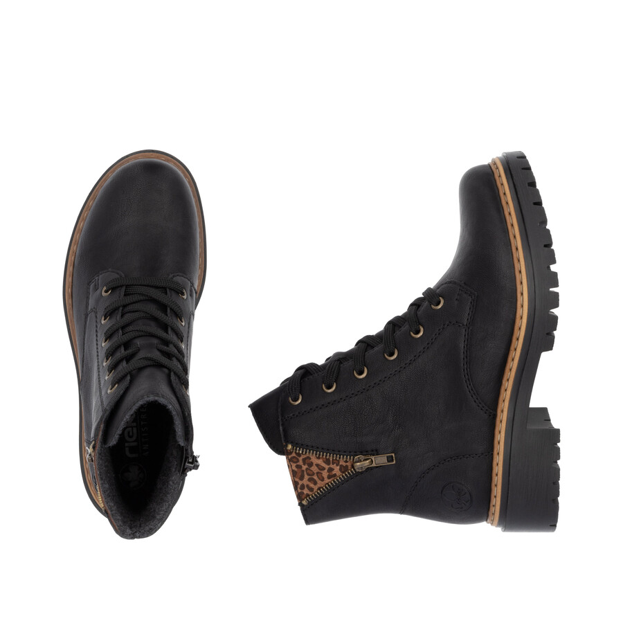 botas negras con cremallera para mujer rieker 72617-00