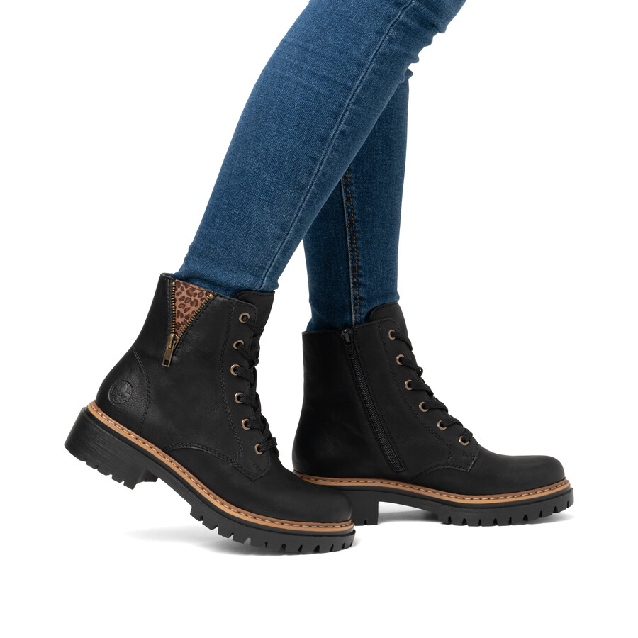 botas negras con cremallera para mujer rieker 72617-00