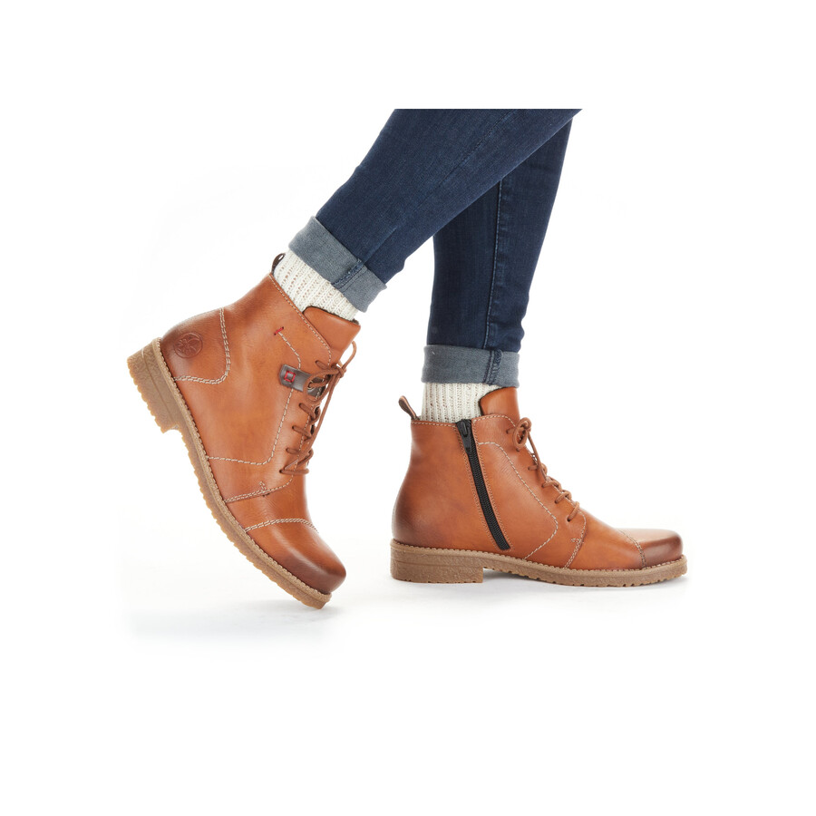 botas marrones con cremallera para mujer rieker 73501-24