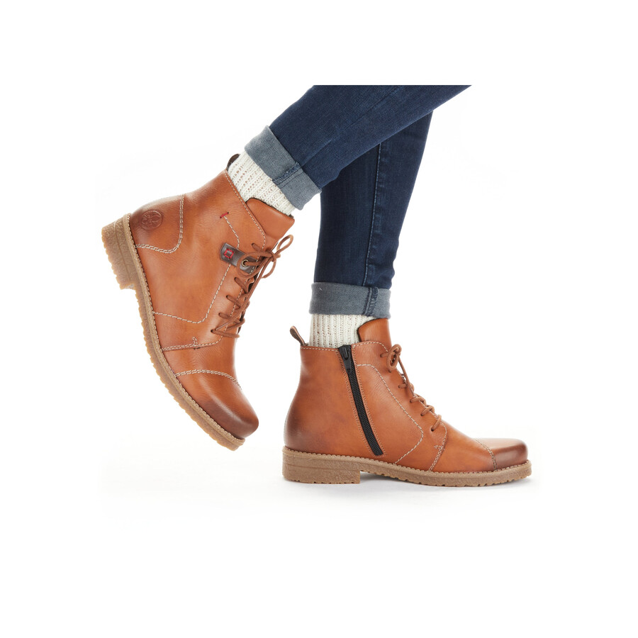 botas marrones con cremallera para mujer rieker 73501-24