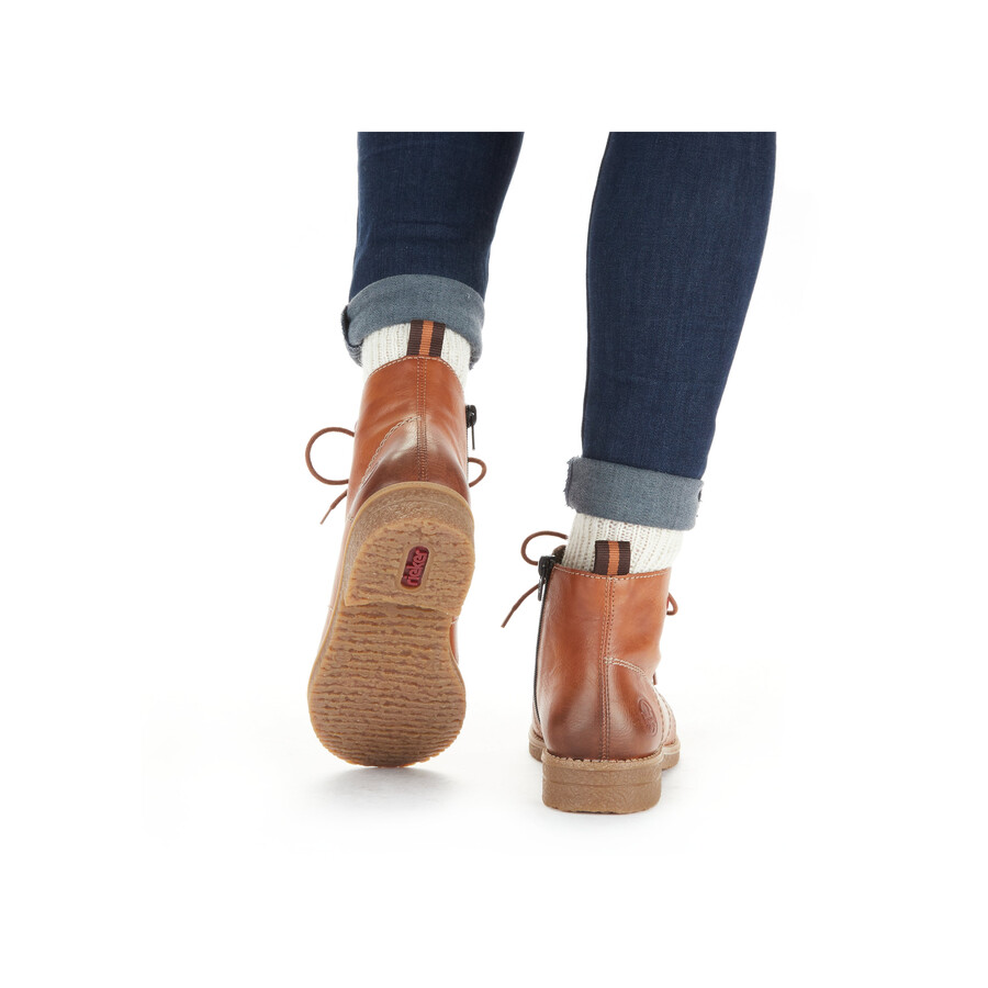 botas marrones con cremallera para mujer rieker 73501-24