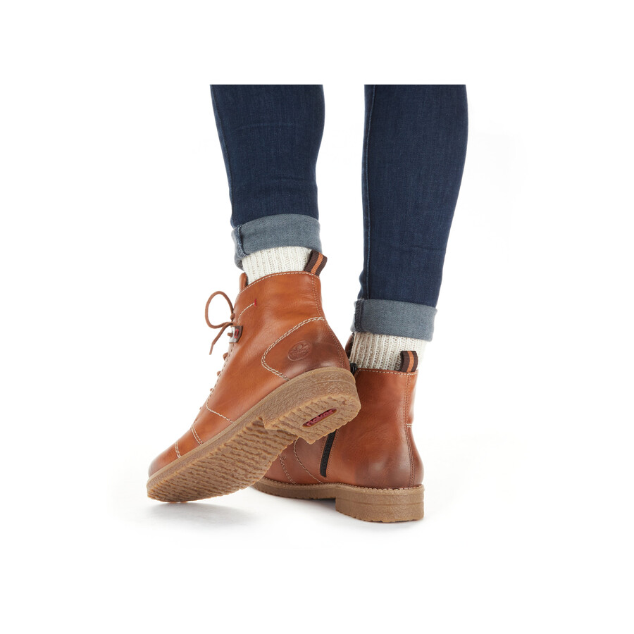 botas marrones con cremallera para mujer rieker 73501-24
