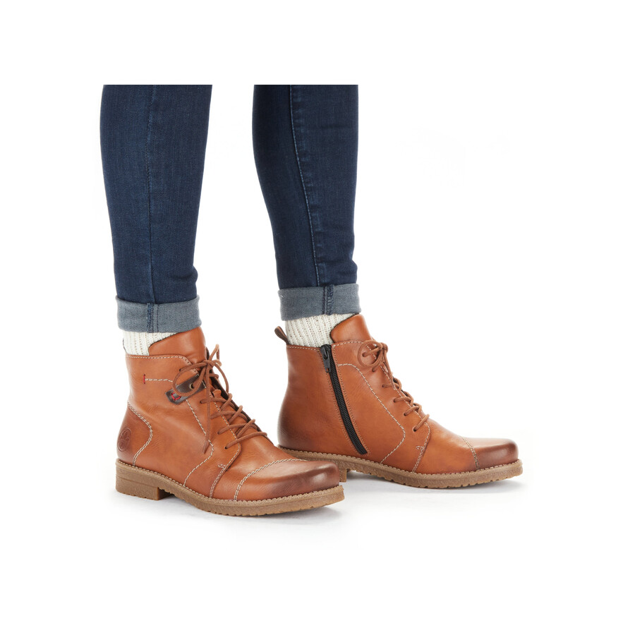 botas marrones con cremallera para mujer rieker 73501-24