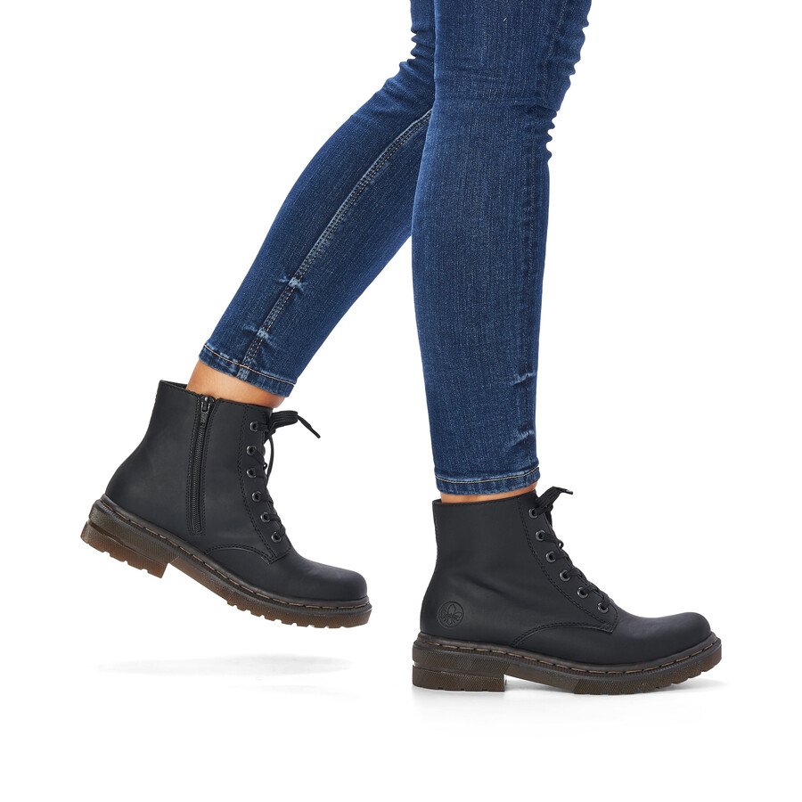 botas negras con cremallera para mujer rieker 78240-00