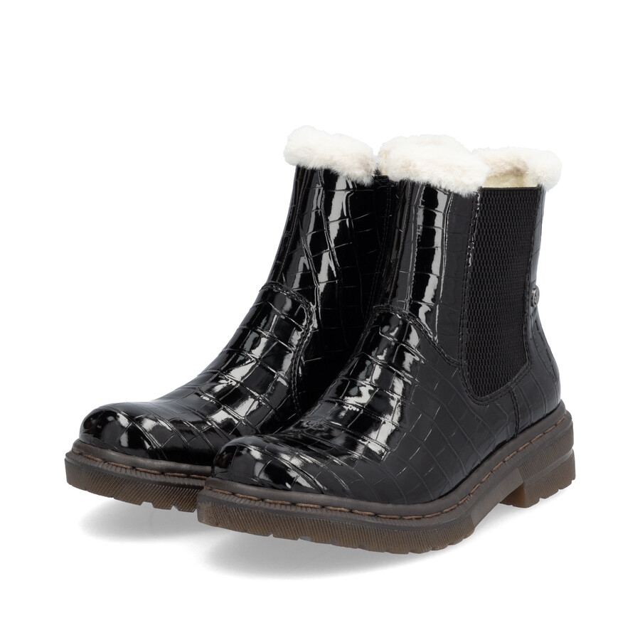 botas negras con cremallera para mujer rieker 78250-00