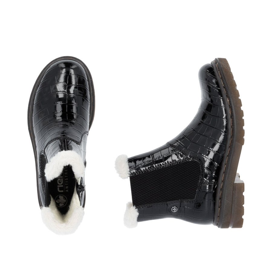 botas negras con cremallera para mujer rieker 78250-00