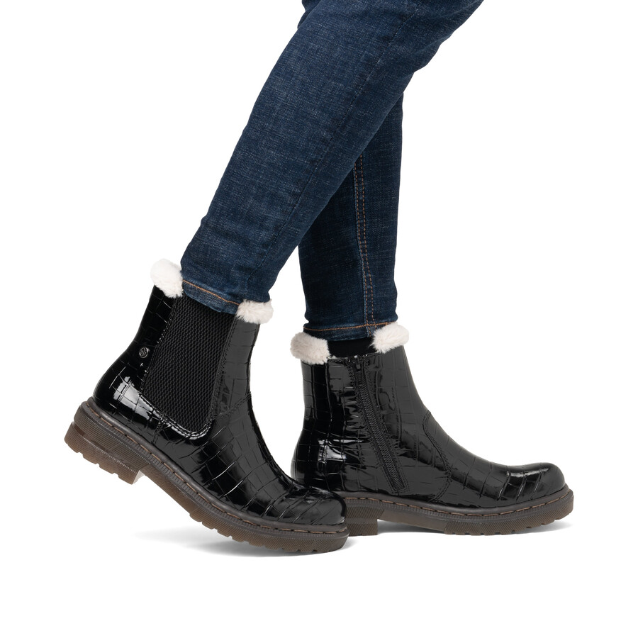 botas negras con cremallera para mujer rieker 78250-00