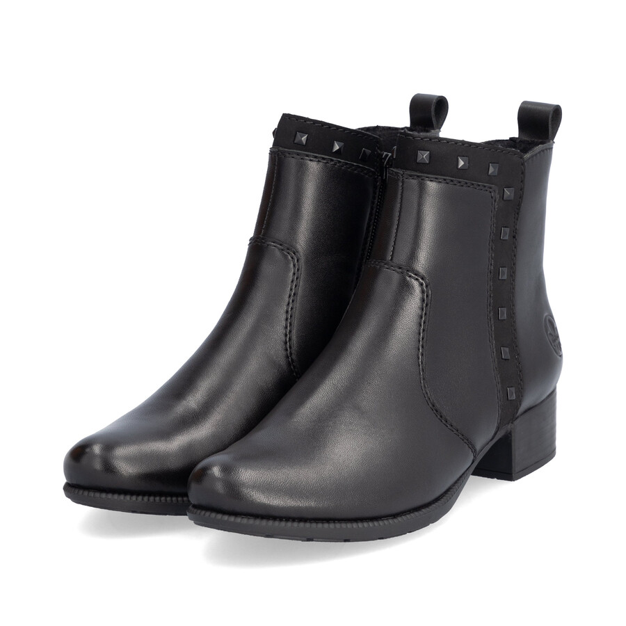 botas negras con cremallera para mujer rieker 78657-00