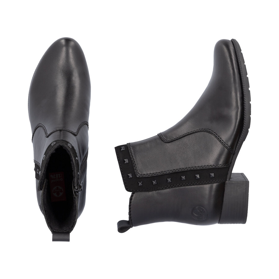botas negras con cremallera para mujer rieker 78657-00