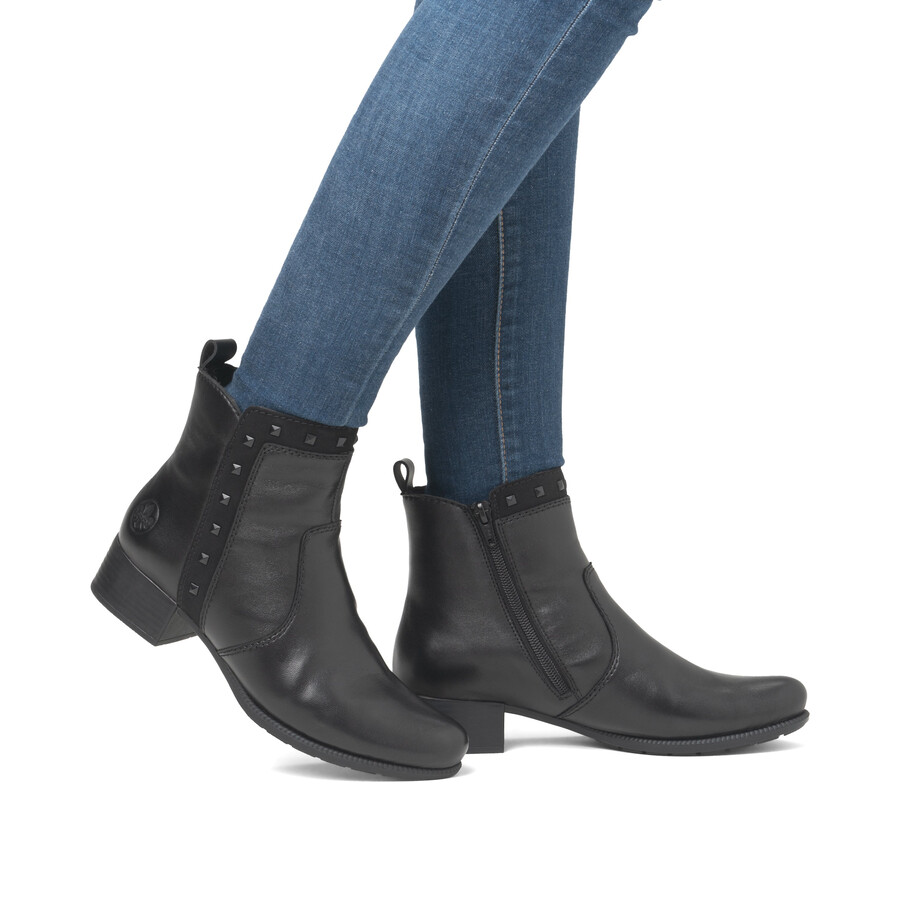botas negras con cremallera para mujer rieker 78657-00