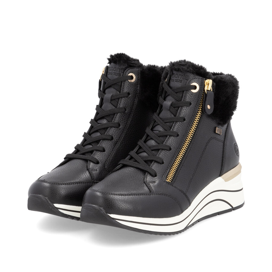 botas negras con cremallera para mujer remonte d0t77-02