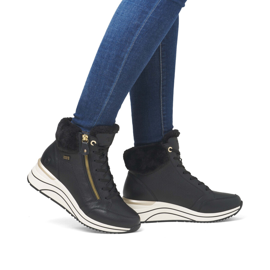 botas negras con cremallera para mujer remonte d0t77-02