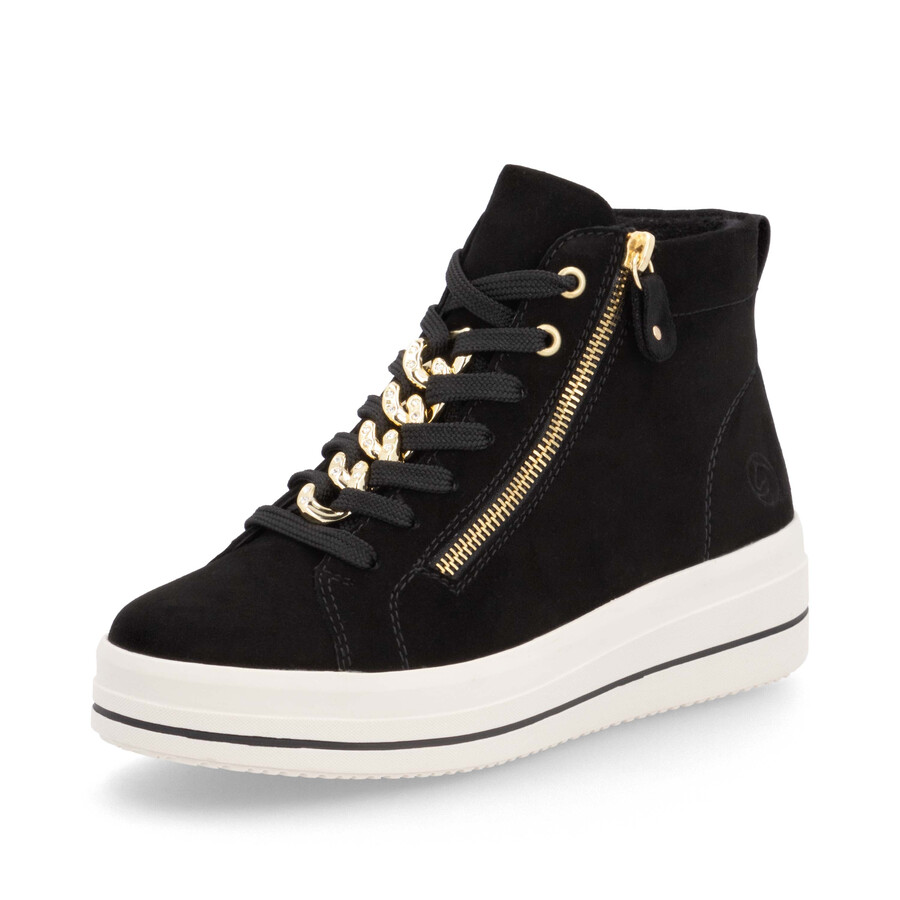 botas negras con cremallera para mujer remonte d1c70-02