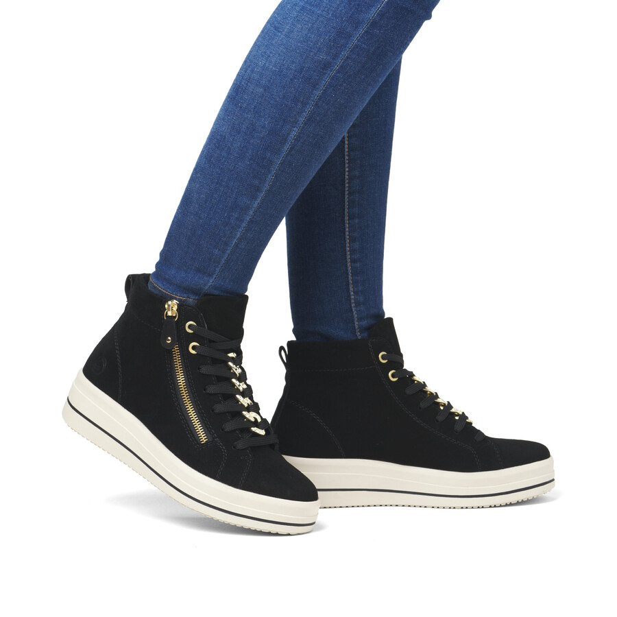 botas negras con cremallera para mujer remonte d1c70-02