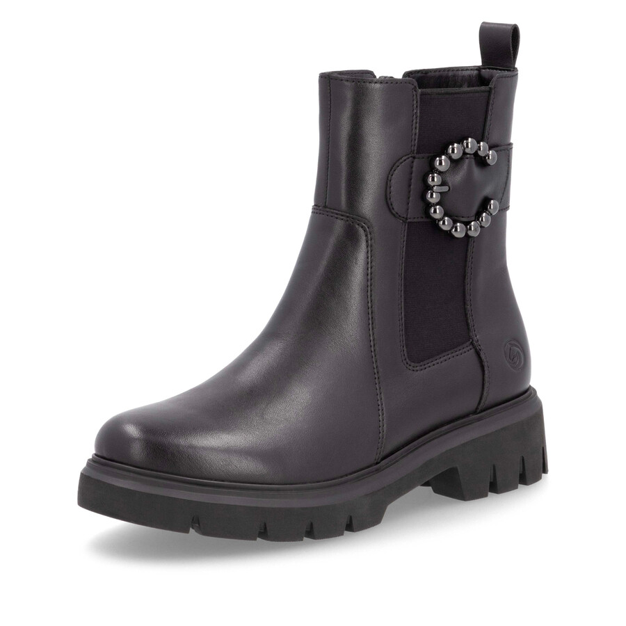 botas negras con cremallera para mujer remonte d1w74-00