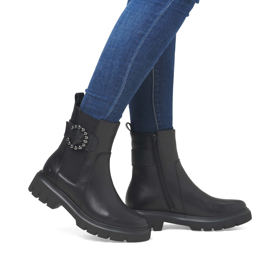 botas negras con cremallera para mujer remonte d1w74-00