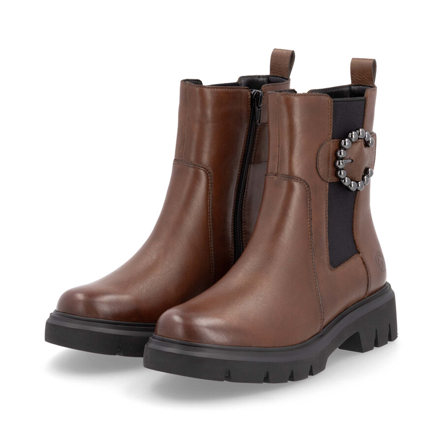 botas marrones con cremallera para mujer remonte d1w74-22