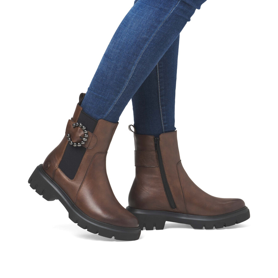 botas marrones con cremallera para mujer remonte d1w74-22