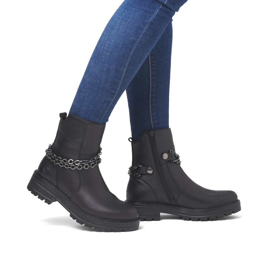 botas negras con cremallera para mujer remonte d2285-00