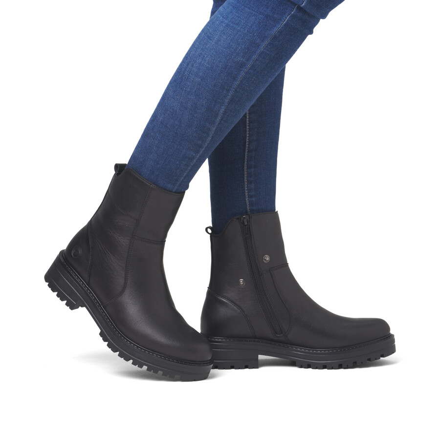 botas negras con cremallera para mujer remonte d2285-00