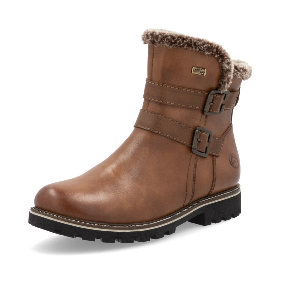 botas marrones con cremallera para mujer remonte d8484-24