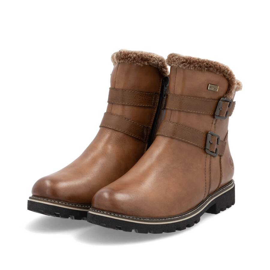 botas marrones con cremallera para mujer remonte d8484-24