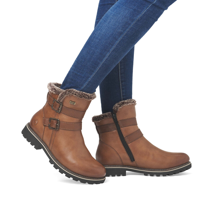 botas marrones con cremallera para mujer remonte d8484-24