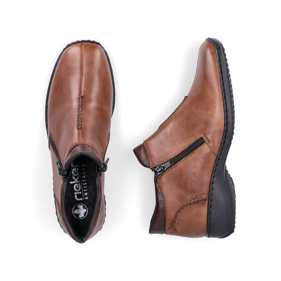 botas marrones con cremallera para mujer rieker l3882-24