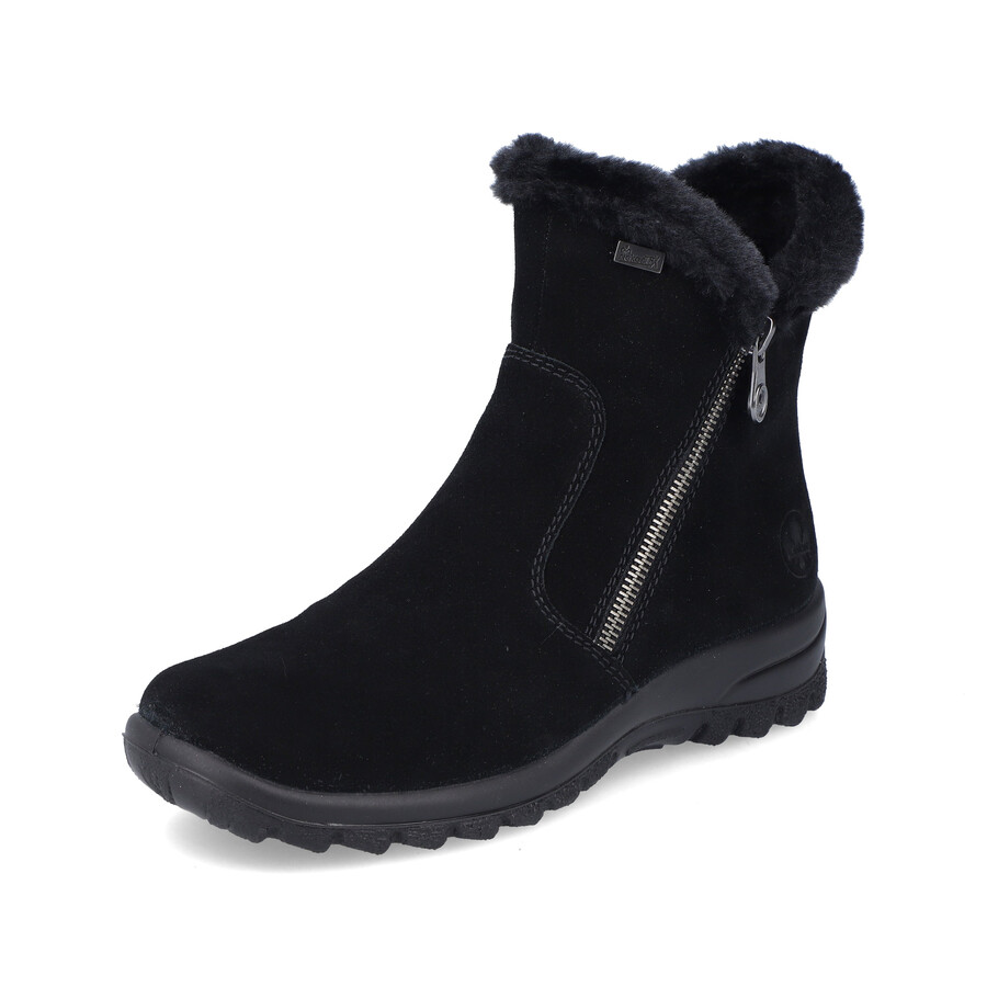 botas negras con cremallera para mujer rieker l7162-00